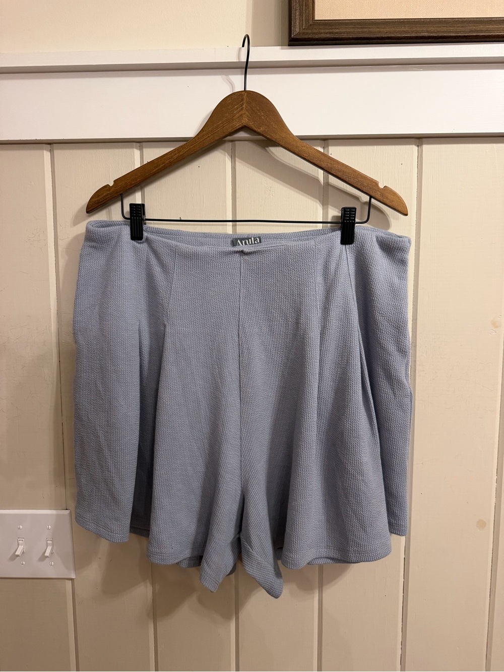 ARULA Periwinkle Blue High-Waist Textured Flowy Shorts, Size “B” or 2XL